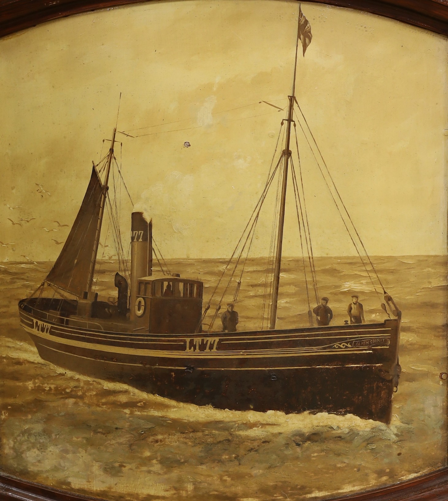 English School, pair of oils on board, 'The Lowestoft steam drifter Blyth Spirit LT77', 68 x 60cm